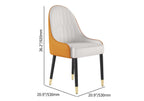 Sleek white and orange dining chairs with metal legs, set of 2, constructed from PU leather for trendy dining space