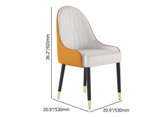 Sleek white and orange dining chairs with metal legs, set of 2, constructed from PU leather for trendy dining space