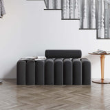 Modern Line Tufted Bench Upholstered Bench with Round Back Blue/White/Gray/Orange
