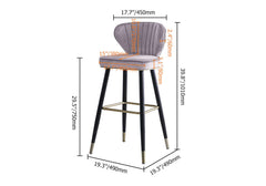 Attractive set of 3 blue velvet bar stools with backrest for contemporary kitchens