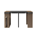 Modern extendable dining table with 4 chairs and rectangle storage sideboard in elegant walnut and gray finish