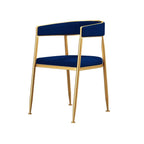 Chic Gray Velvet Dining Chair with Armrests and Gold Legs for Stylish and Comfortable Seating
