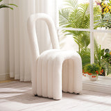 Modern White Boucle Sherpa Dining Room Chair Side Chair (Set of 2)