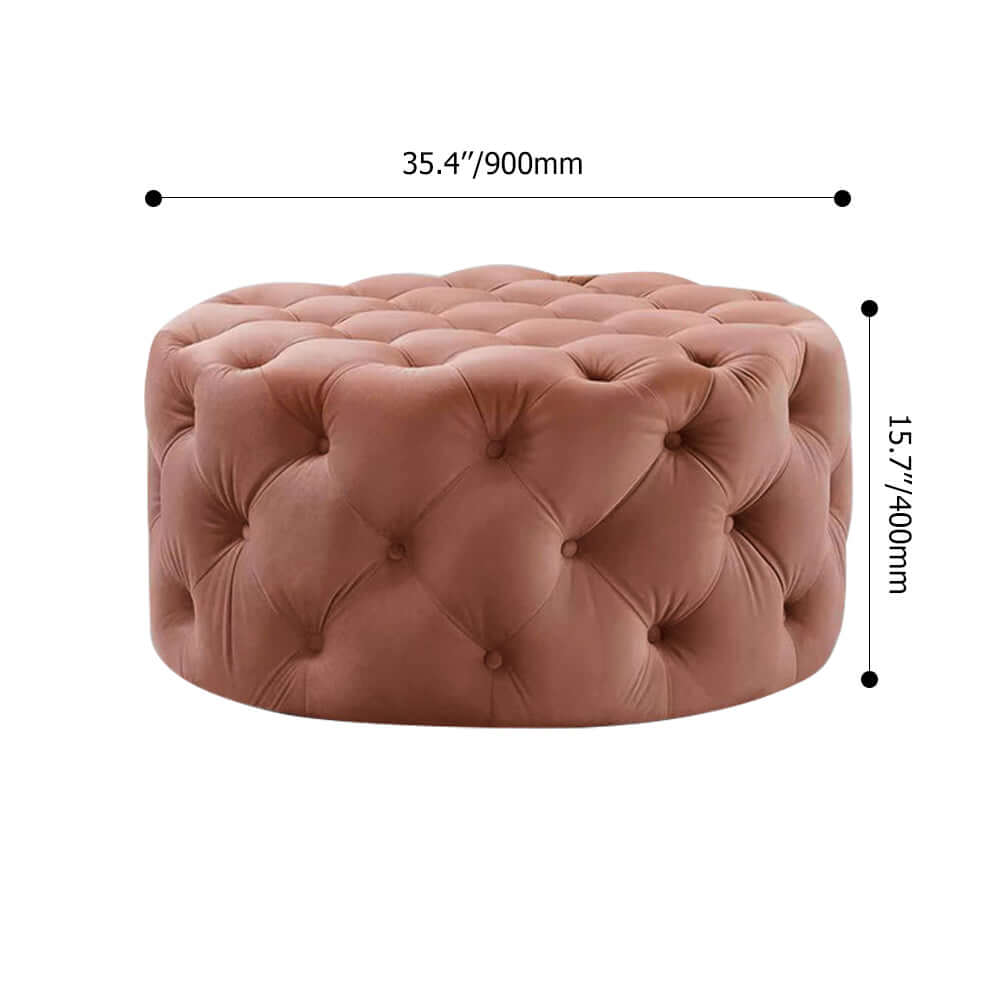 Luxurious light gray velvet tufted ottoman for home decor