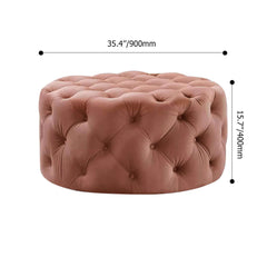 Luxurious light gray velvet tufted ottoman for home decor