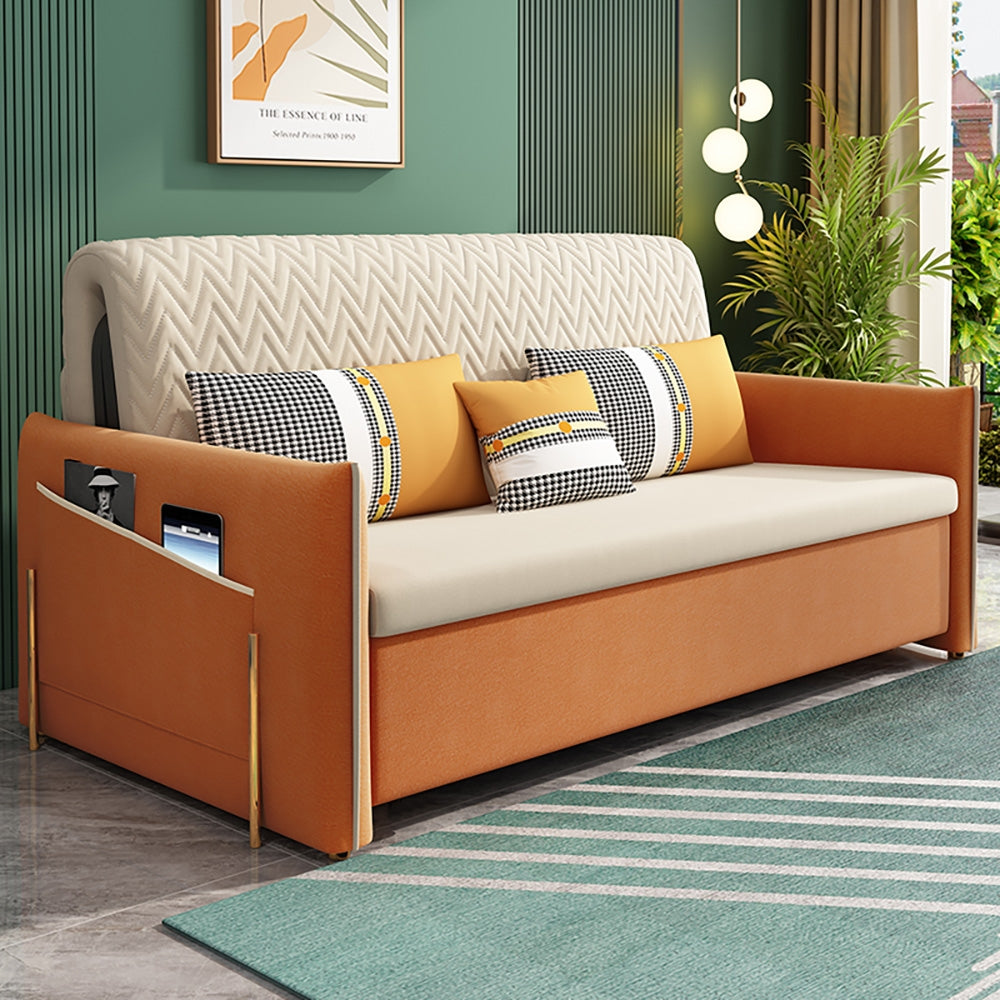 Comfortable and Stylish Modern Velvet Upholstered Convertible Sofa with Concealed Storage