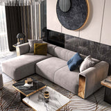 110.2" LShape Gray Velvet Upholstered Sectional Sofa with Left Chaise