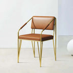 Modern PU Leather Upholstered Gold Metal Legs Vanity Chair for Guest Room