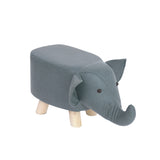 Elephant Ottoman Leathaire Upholstered Solid Wood Stool