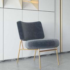 Stylish Armless Chair in Deep Gray Velvet with Gold Legs for Luxurious Decor