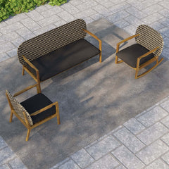 Teak and Rattan Outdoor Seating Set