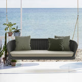 Wide Outdoor Rattan Swing Sofa Hanging Chair with Cushion