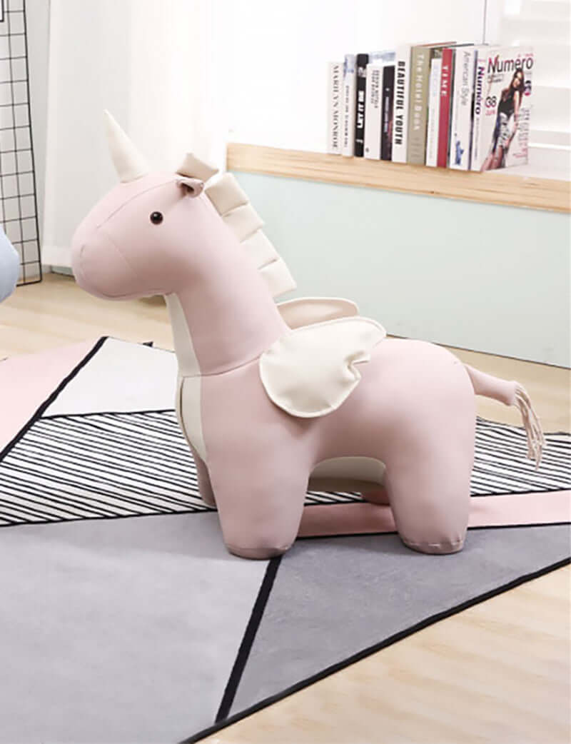 29 inch unicorn ottoman baby chair with soft cushion for nursery decor メイン画像