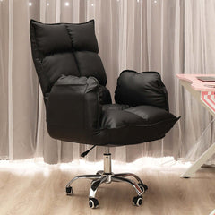 Stylish swivel office chair upholstered in modern PU leather, offers adjustable height for comfort