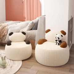 Sherpa chair with bear accent in white/black/brown - comfortable and fashionable seating