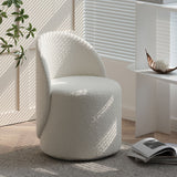 Nordic White Boucle Chair Round Vanity Stool