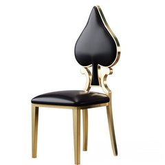 Chic poker-style dining chair with golden legs, featuring PU leather seat for a comfortable and stylish experience