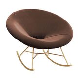 Pink Velvet Rocking Chair Round Egg Chair with Metal Legs in Gold