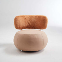 Chic light brown accent chair perfect for the living room with Boucle Sherpa & LeathAire upholstery