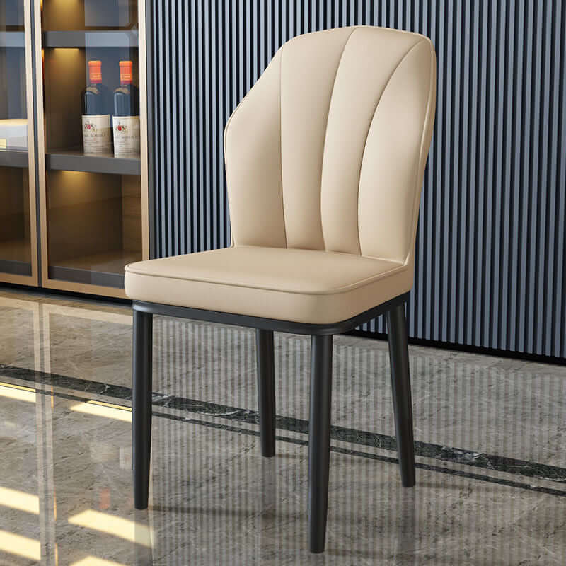 Black PU leather high back dining chairs with elegant upholstered design - set of 2