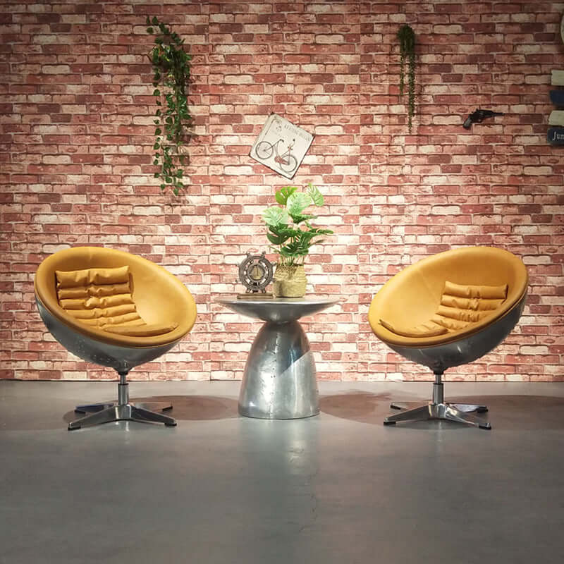 Amman Chaise Papasan pivotante en cuir véritable grain supérieur de 28'' de large Image secondaire du produit