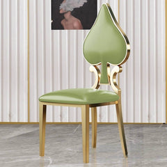 Elegant poker-style dining chair with modern design and durable PU leather seat, golden legs for a luxurious touch