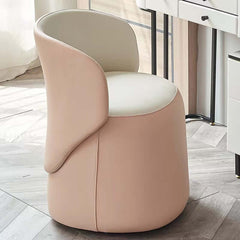 Low back pink Pu leather swivel vanity stool - elegant and functional furniture