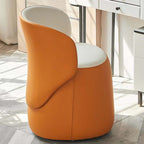 Pink Nordic swivel vanity stool with low back and PU leather upholstery