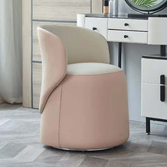 Nordic pink Pu leather vanity stool with low back - stylish and comfortable seating