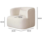 Nordic swivel accent chair in ivory boucle sherpa with white, gray, and blue tones