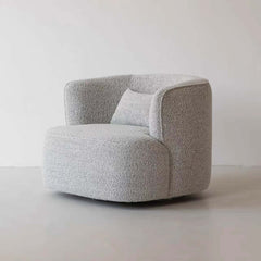 Nordic Style White Boucle Sherpa Accent Chair with Swivel Base