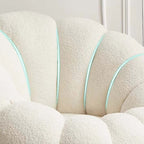 Comfortable White Boucle Sherpa Accent Chair with Swivel base and charming Pumpkin design