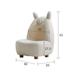 White children's boucle sherpa lounge chair with rabbit accent, cozy and stylish sofa