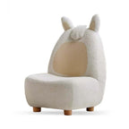 White children's boucle sherpa lounge chair with rabbit accent, cozy and stylish sofa