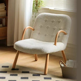 White/Green Lounge Boucle Sherpa Chair With Solid Wood Armchair