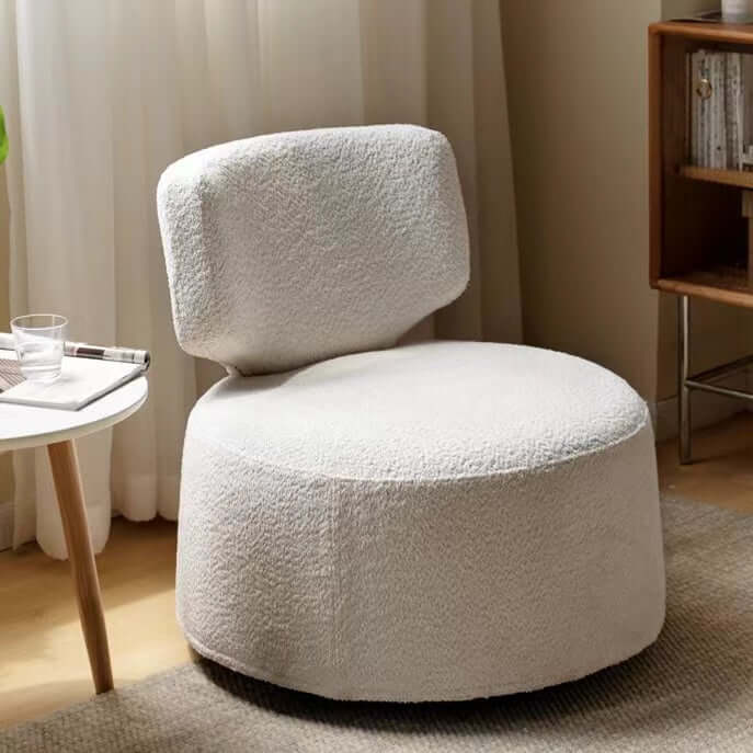 Cream swivel boucle sherpa accent chair without armrest, small and cozy for living room main product image メイン画像
