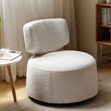 Small Cream Swivel Boucle Sherpa Accent Chair Without Armrest