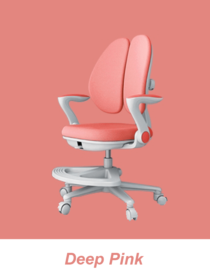 Ergonomic chair with footrest for children and students, adjustable seat height and depth