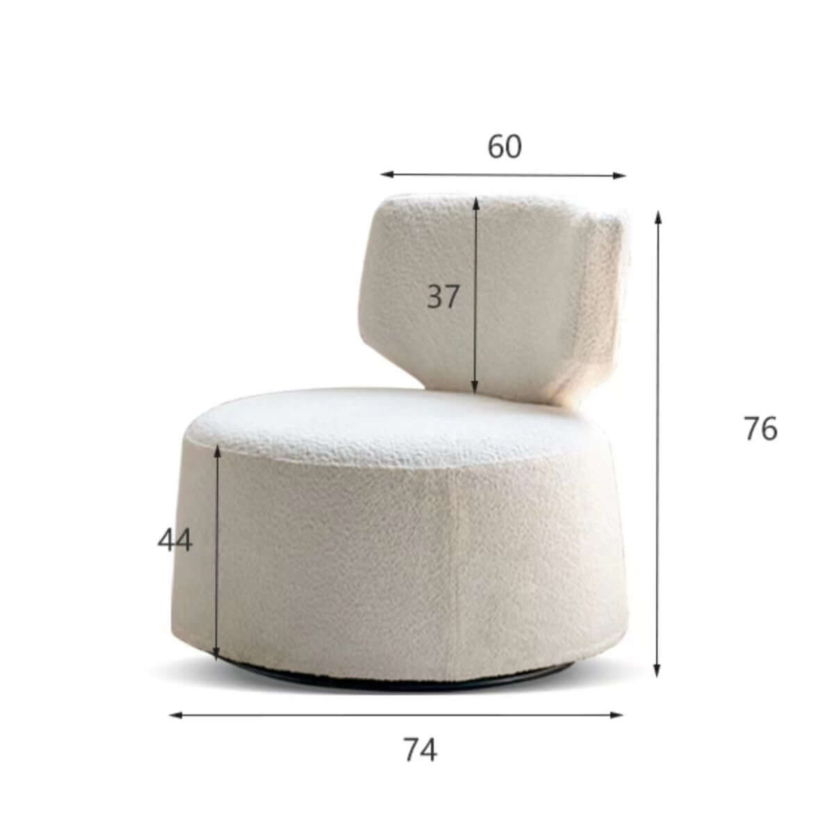 Cream swivel boucle sherpa accent chair without armrest, small and cozy for living room