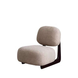 Light Tan Modern Boucle Sherpa Lounge Accent Chair With Wood Base