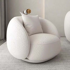 Sherpa lounge chair in ivory bouclé with contemporary design and comfortable seating