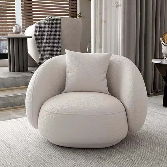 Ivory Gwyneth modern accent chair with bouclé sherpa upholstery for stylish lounge seating