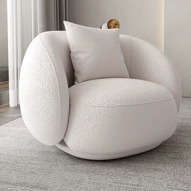 Ivory Gwyneth modern accent chair with bouclé sherpa upholstery for stylish lounge seating main product image メイン画像