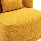 Modern Nordic swivel boucle sherpa chair with high back in white, blue, brown, and yellow colors