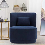 Modern Nordic swivel boucle sherpa chair with high back in white, blue, brown, and yellow colors