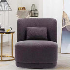 Modern Nordic swivel boucle sherpa chair with high back in white, blue, brown, and yellow colors