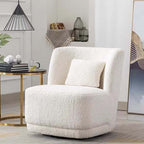 Modern Nordic swivel boucle sherpa chair with high back in white, blue, brown, and yellow colors main product image