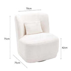 Modern Nordic swivel boucle sherpa chair with high back in white, blue, brown, and yellow colors