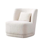 Modern Nordic swivel boucle sherpa chair with high back in white, blue, brown, and yellow colors