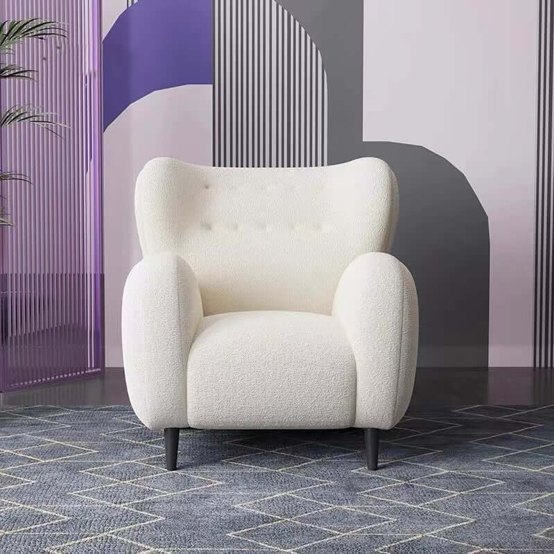 Modern Ivory Boucle Sherpa Accent Chair With High Back,Fabric Cover – cocochairs